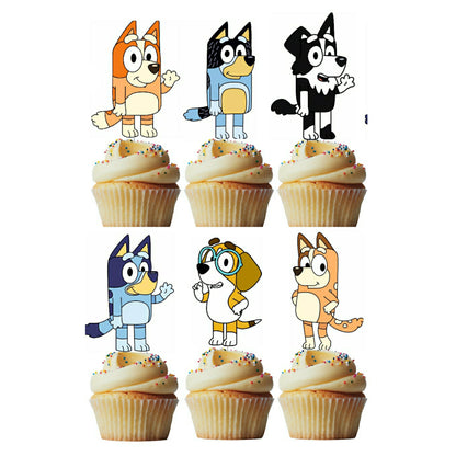 6 Cupcake Toppers Bluey