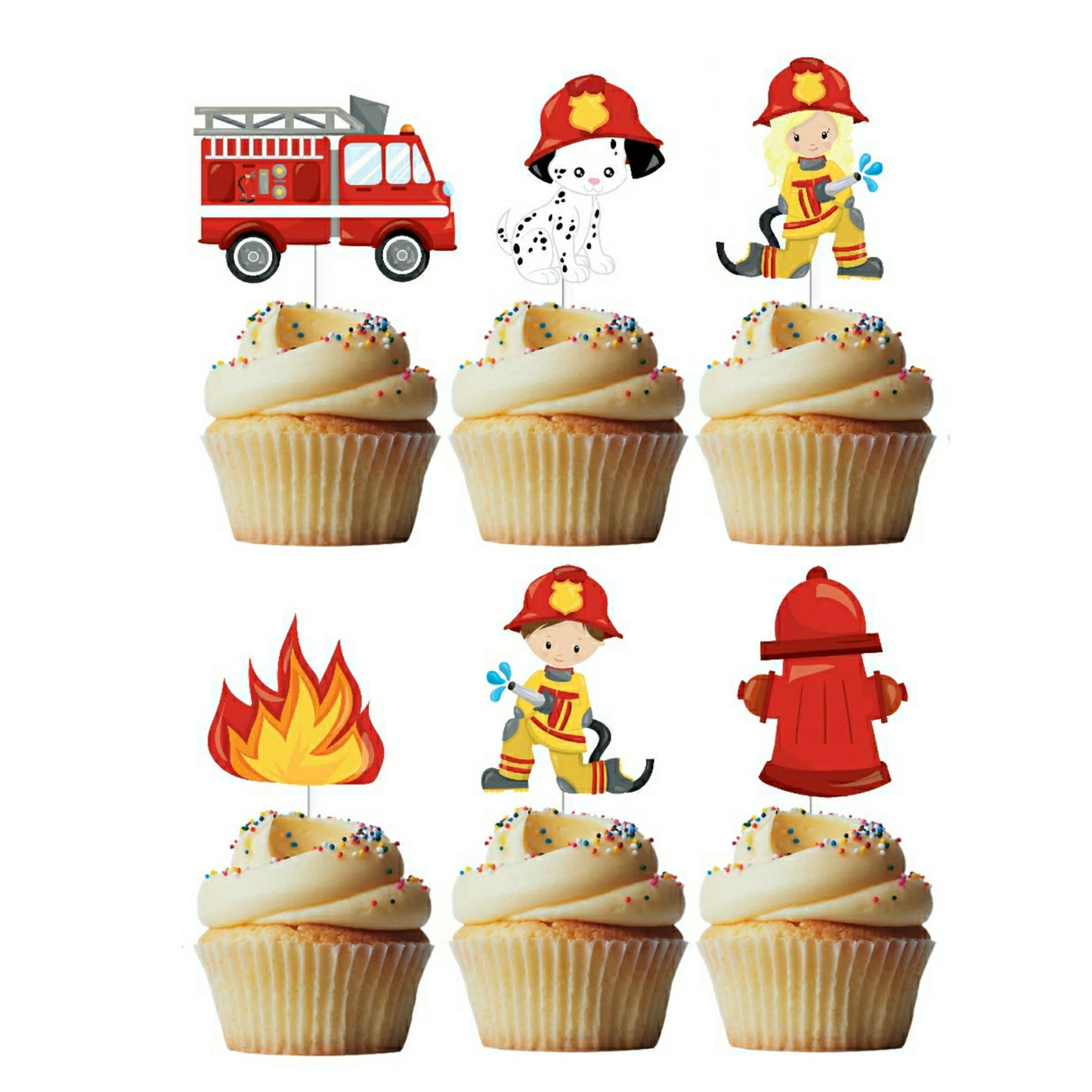 6 Cupcake Toppers Bombeiros