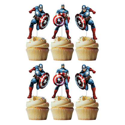 6 Cupcake Toppers Capitão América