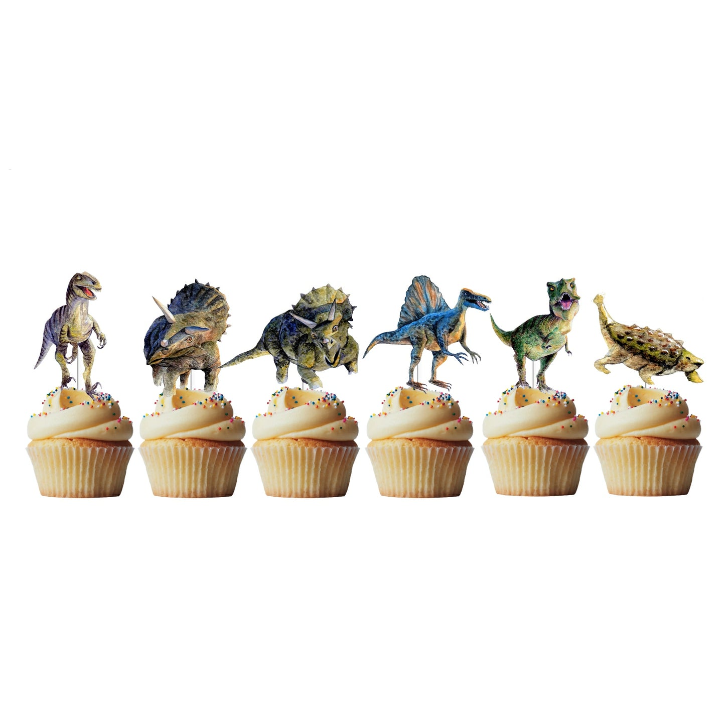 6 Cupcake Toppers Dinossauros Junior