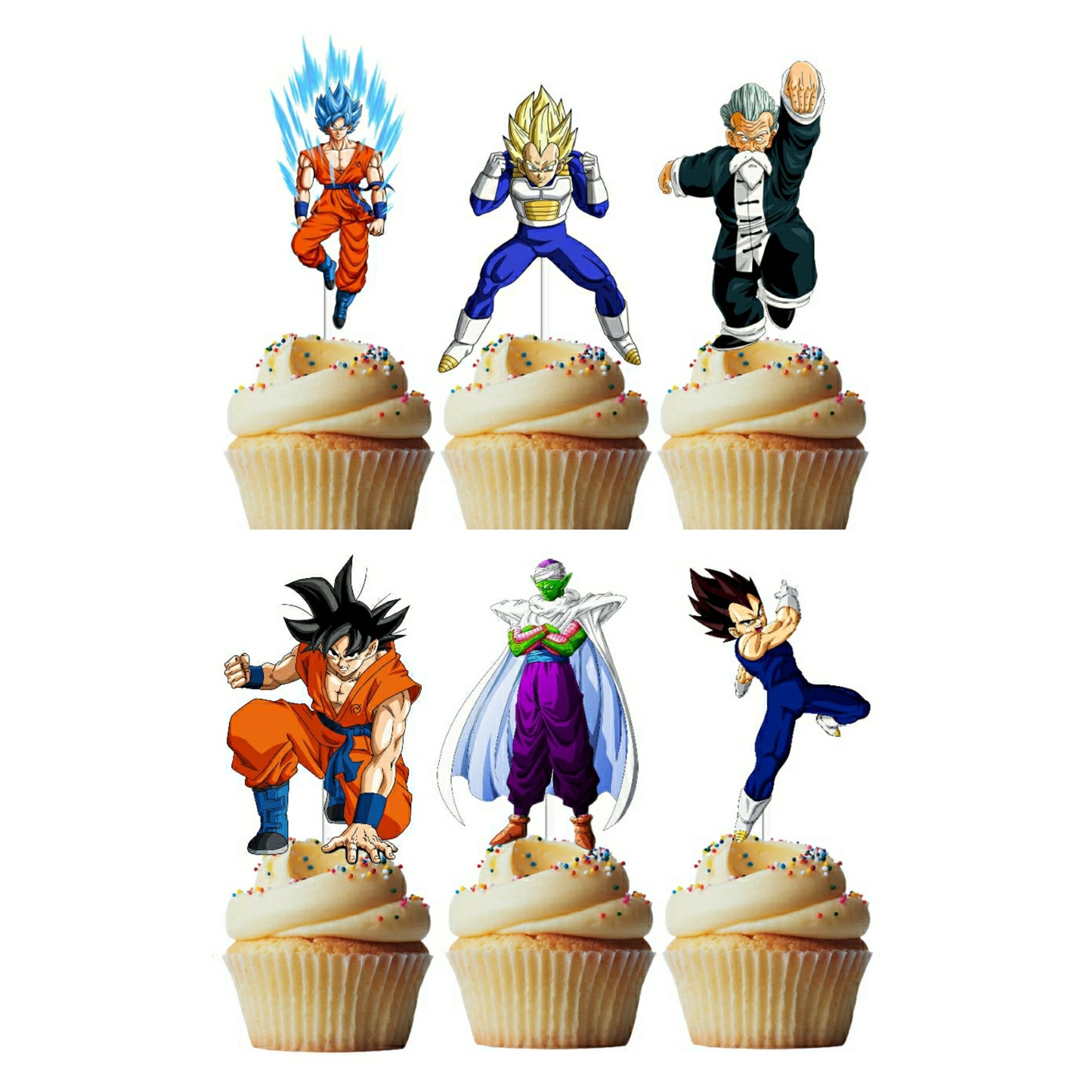 6 Cupcake Toppers Dragon Ball