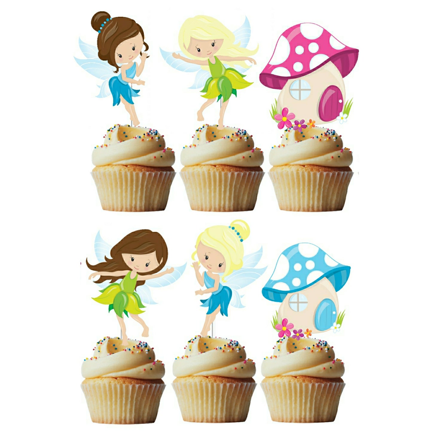 6 Cupcake Toppers Fadinhas