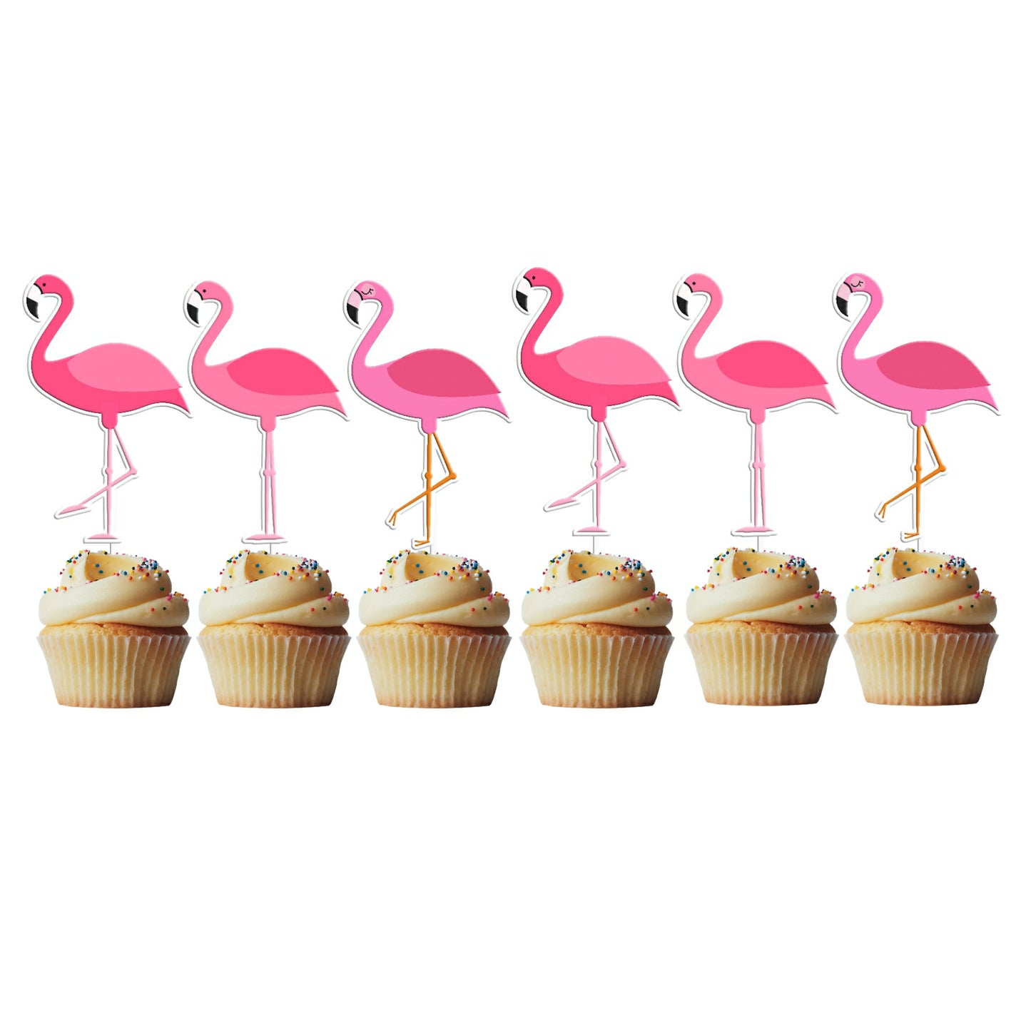 6 Cupcake Toppers Flamingos