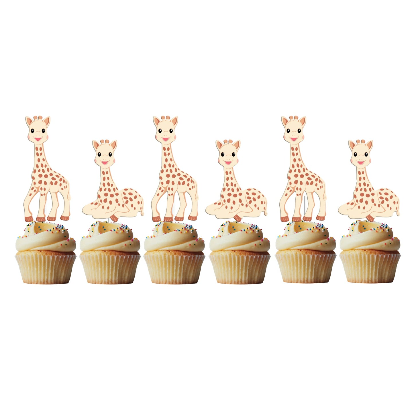 6 Cupcake Toppers Girafa Sofie