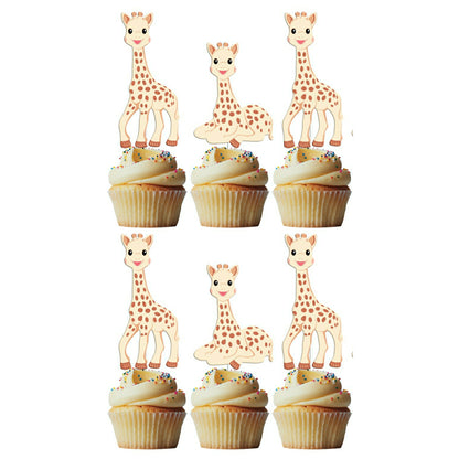 6 Cupcake Toppers Girafa Sofie