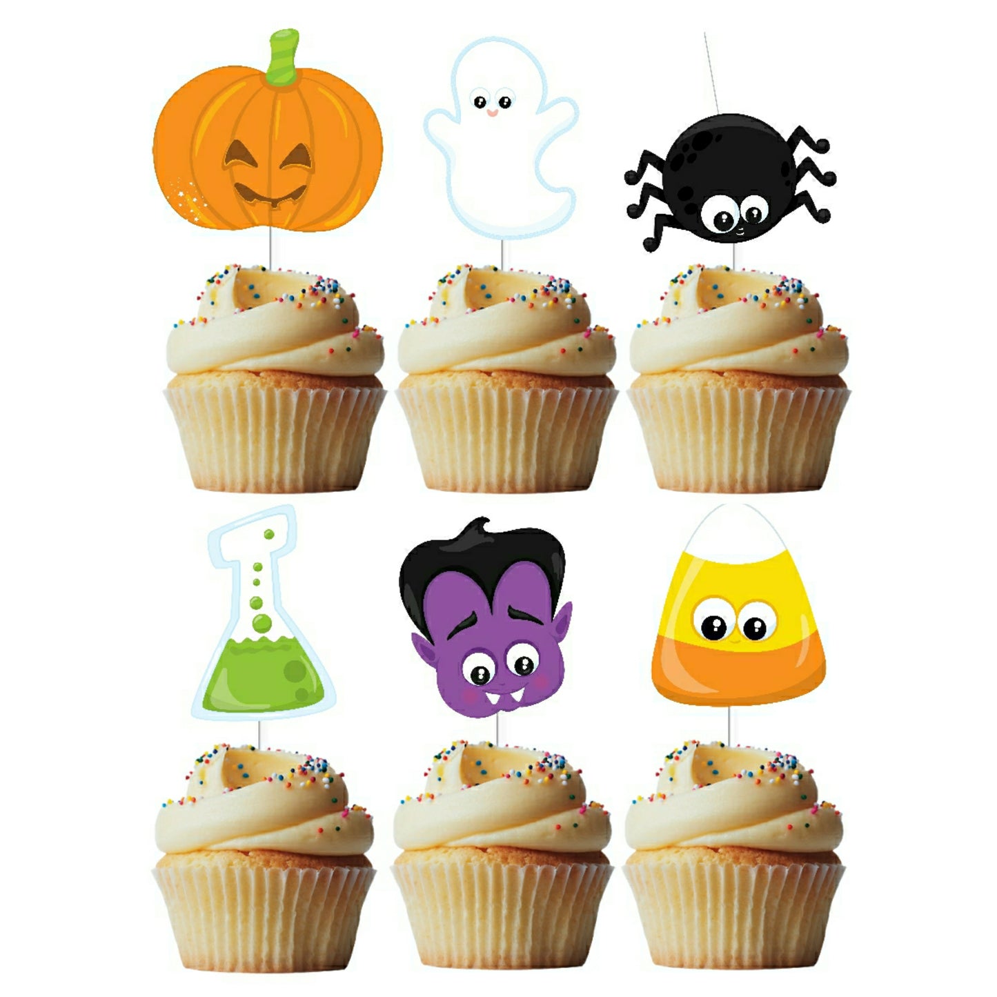 6 Cupcake Toppers Halloween