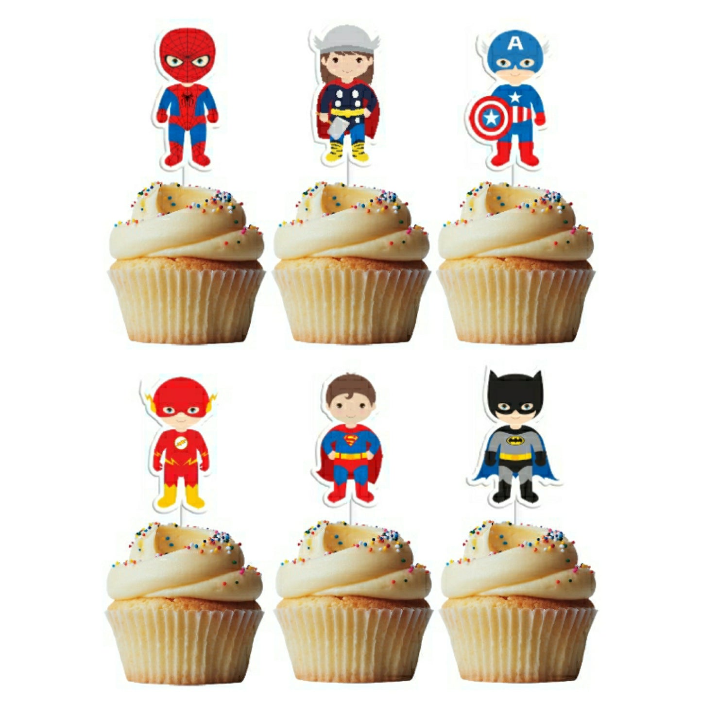 6 Cupcake Toppers Super Heróis