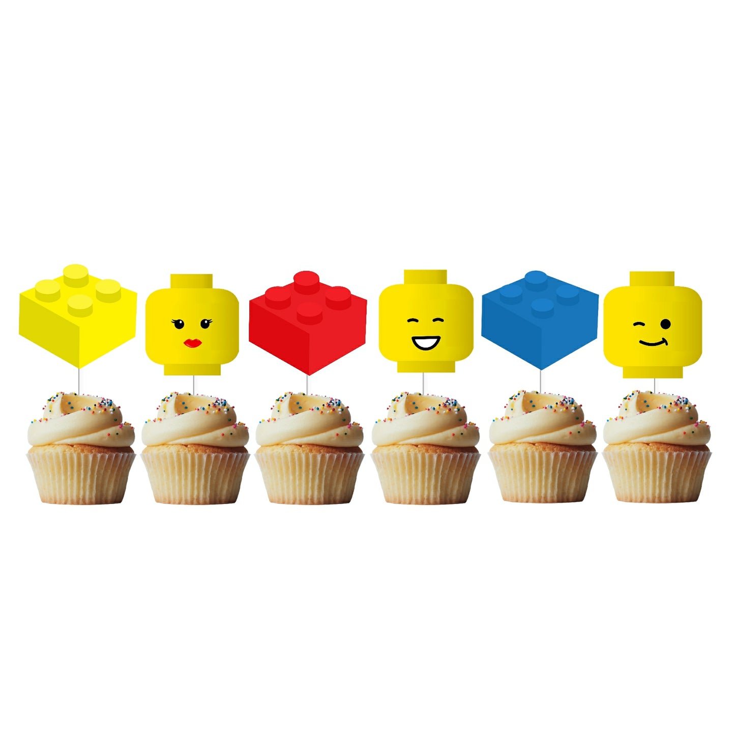 6 Cupcake Toppers Lego