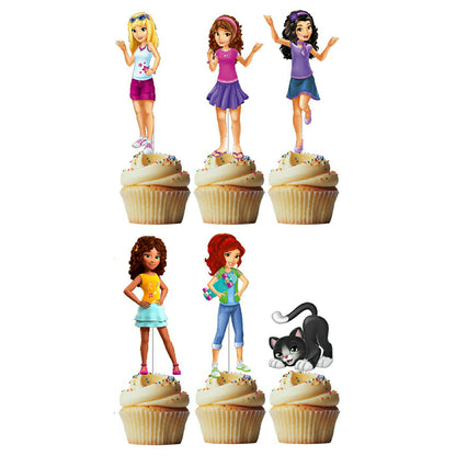 6 Cupcake Toppers Lego Friends