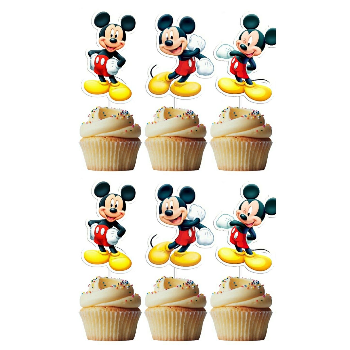 6 Cupcake Toppers Mickey