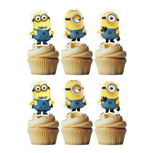 6 Cupcake Toppers Minnions