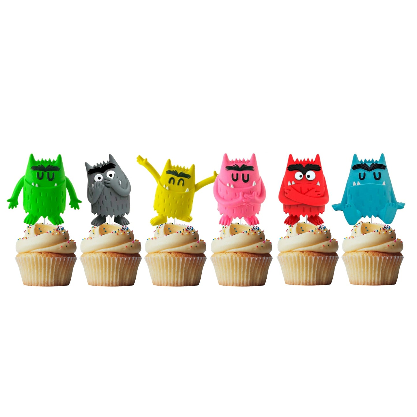 6 Cupcake Toppers Monstro das Cores