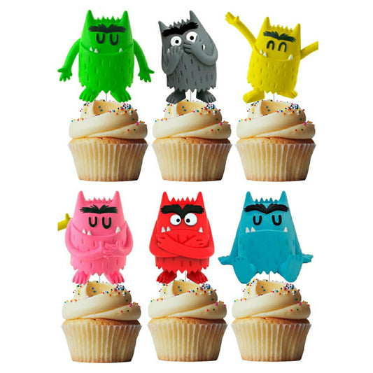 6 Cupcake Toppers Monstro das Cores