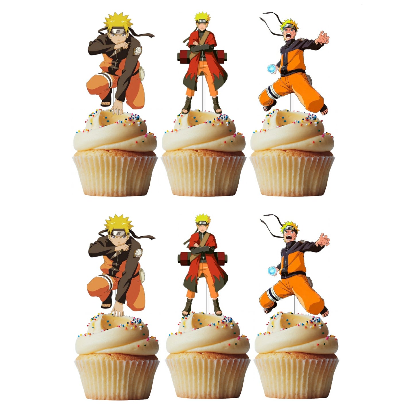 6 Cupcake Toppers Naruto