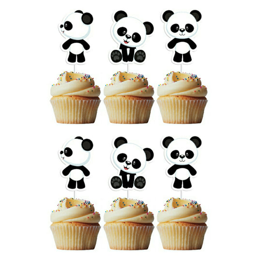 6 Cupcake Toppers Panda