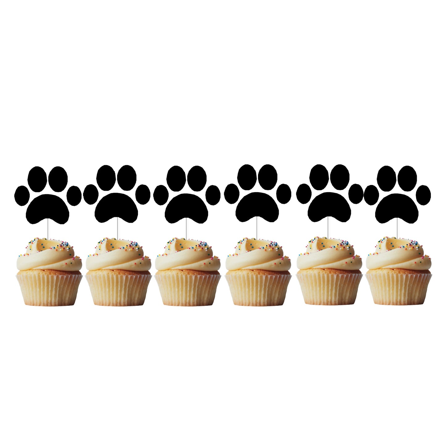 6 Cupcake Toppers Patinhas Cão