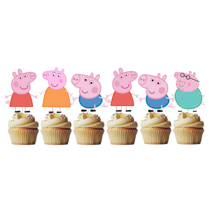 6 Cupcake Toppers Porquinha Peppa