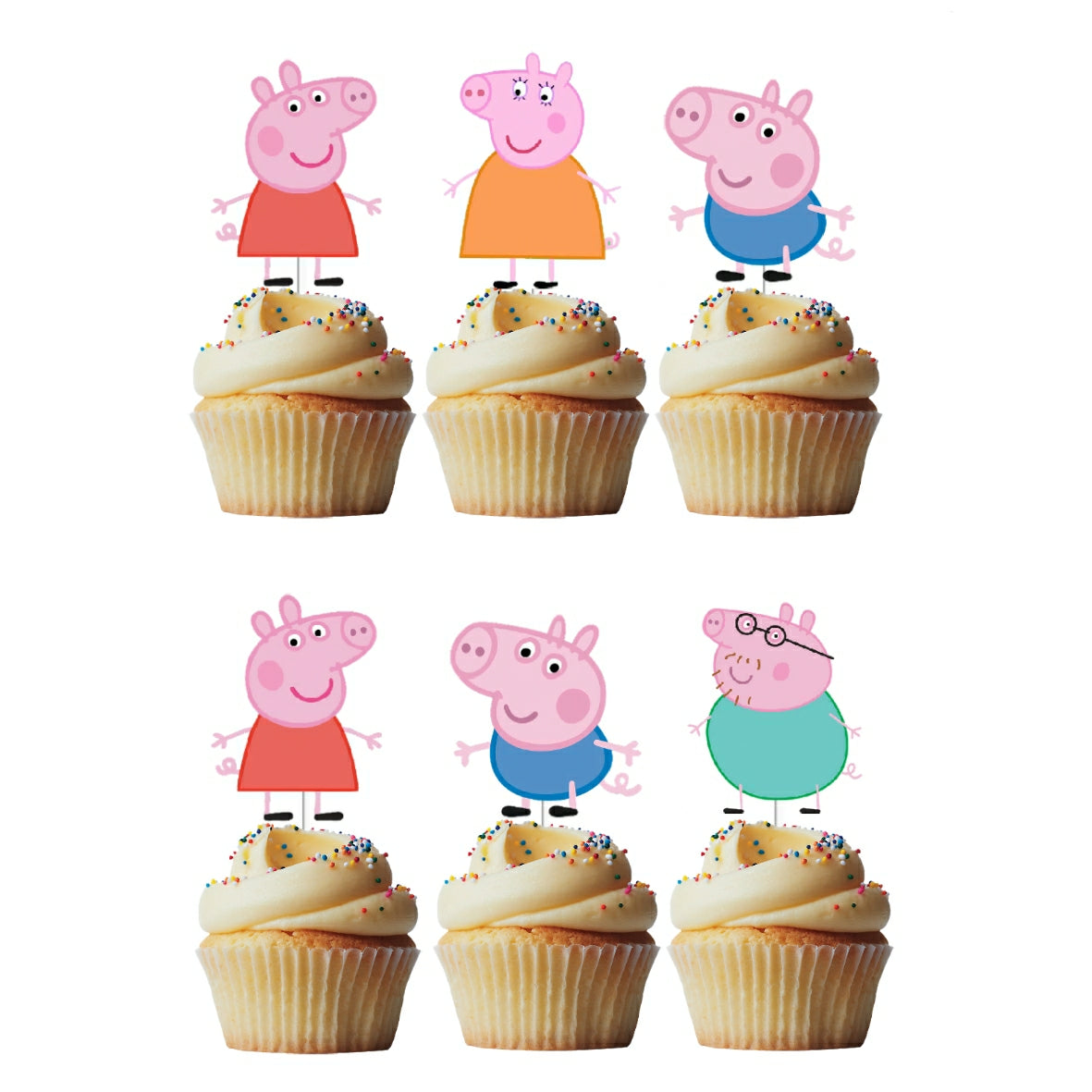 6 Cupcake Toppers Porquinha Peppa