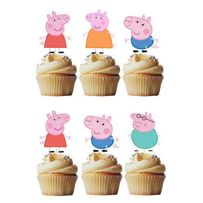 6 Cupcake Toppers Porquinha Peppa