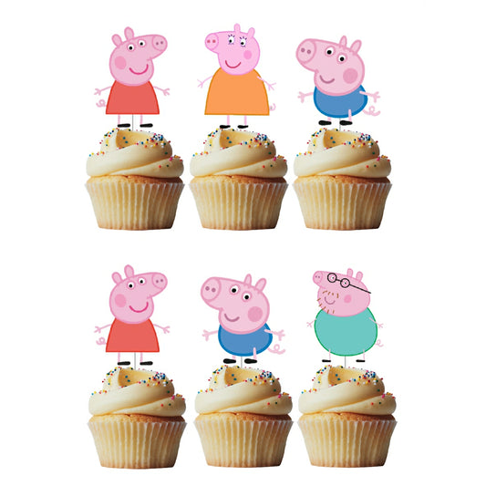 6 Cupcake Toppers Porquinha Peppa