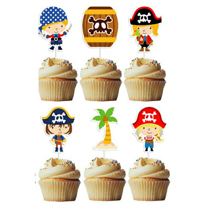 6 Cupcake Toppers Piratas Menino