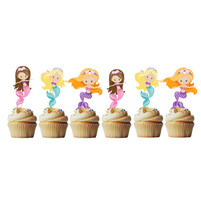 6 Cupcake Toppers Sereias