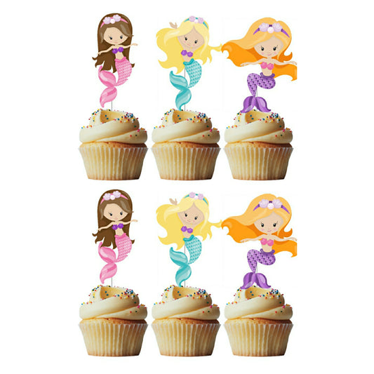 6 Cupcake Toppers Sereias