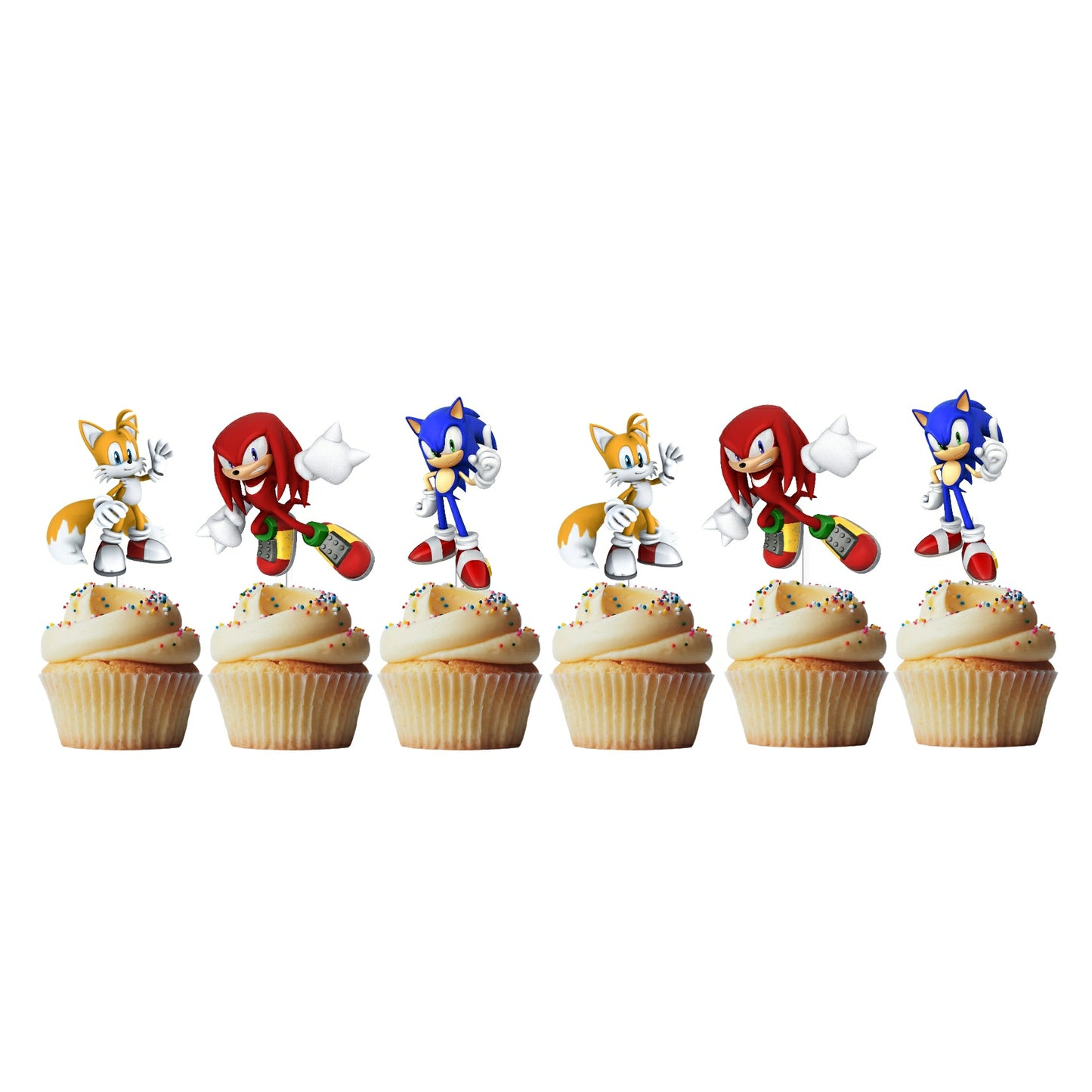 6 Cupcake Toppers Sonic