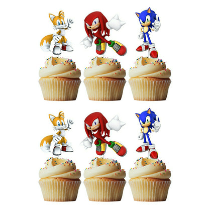 6 Cupcake Toppers Sonic