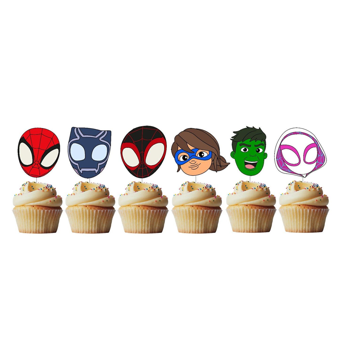 6 Cupcake Toppers Spidey