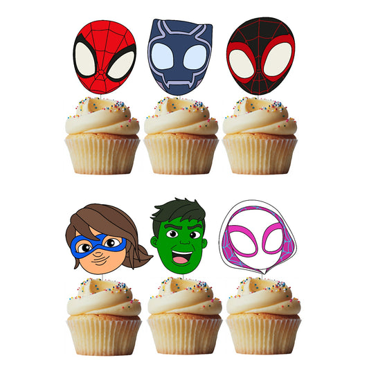 6 Cupcake Toppers Spidey