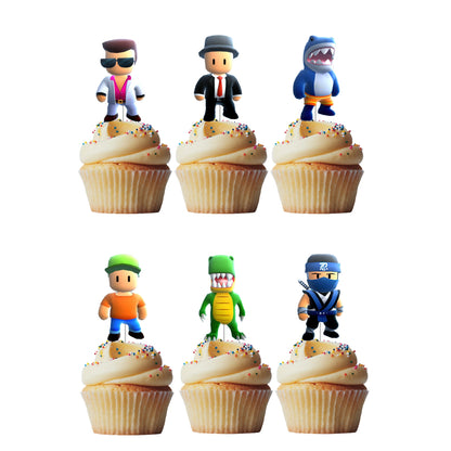 6 Cupcake Toppers Stumble Guys