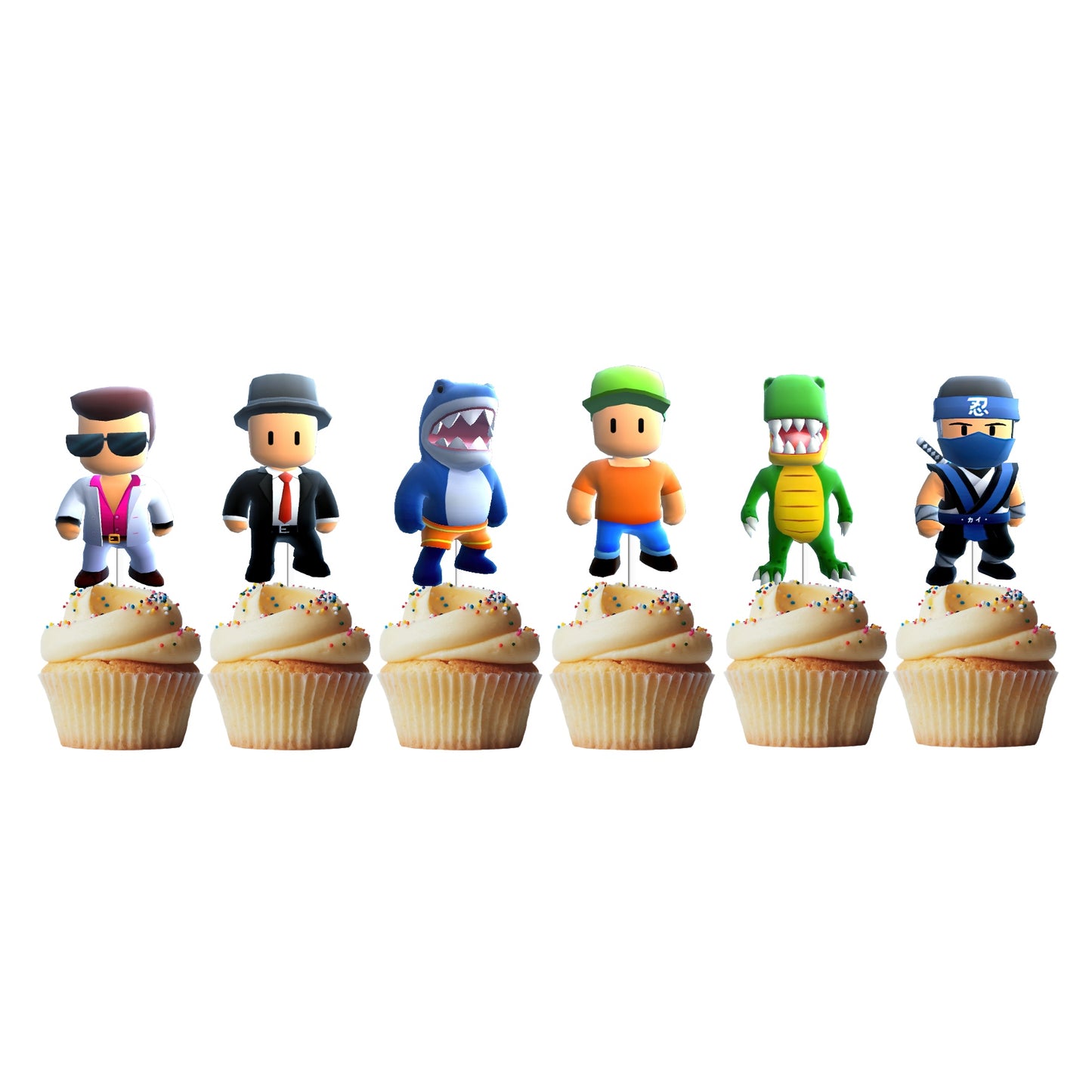 6 Cupcake Toppers Stumble Guys