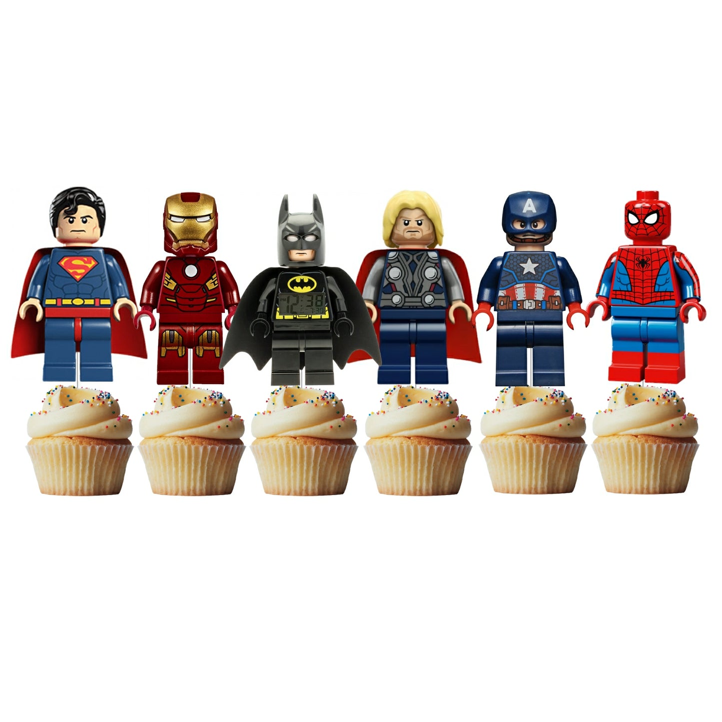 6 Cupcake Toppers Super Heróis Lego