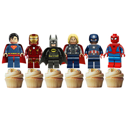 6 Cupcake Toppers Super Heróis Lego