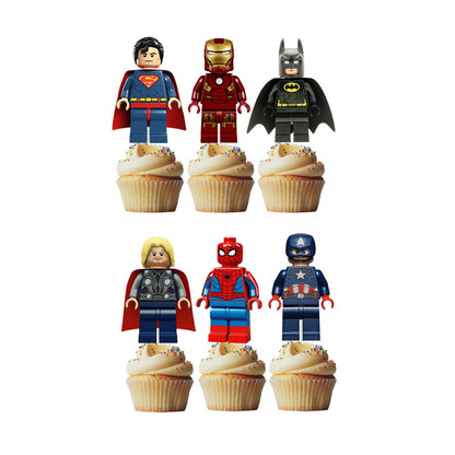 6 Cupcake Toppers Super Heróis Lego