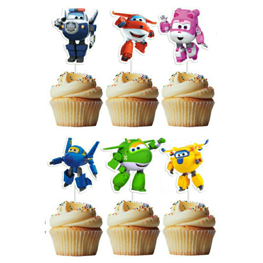 6 Cupcake Toppers Super Wings