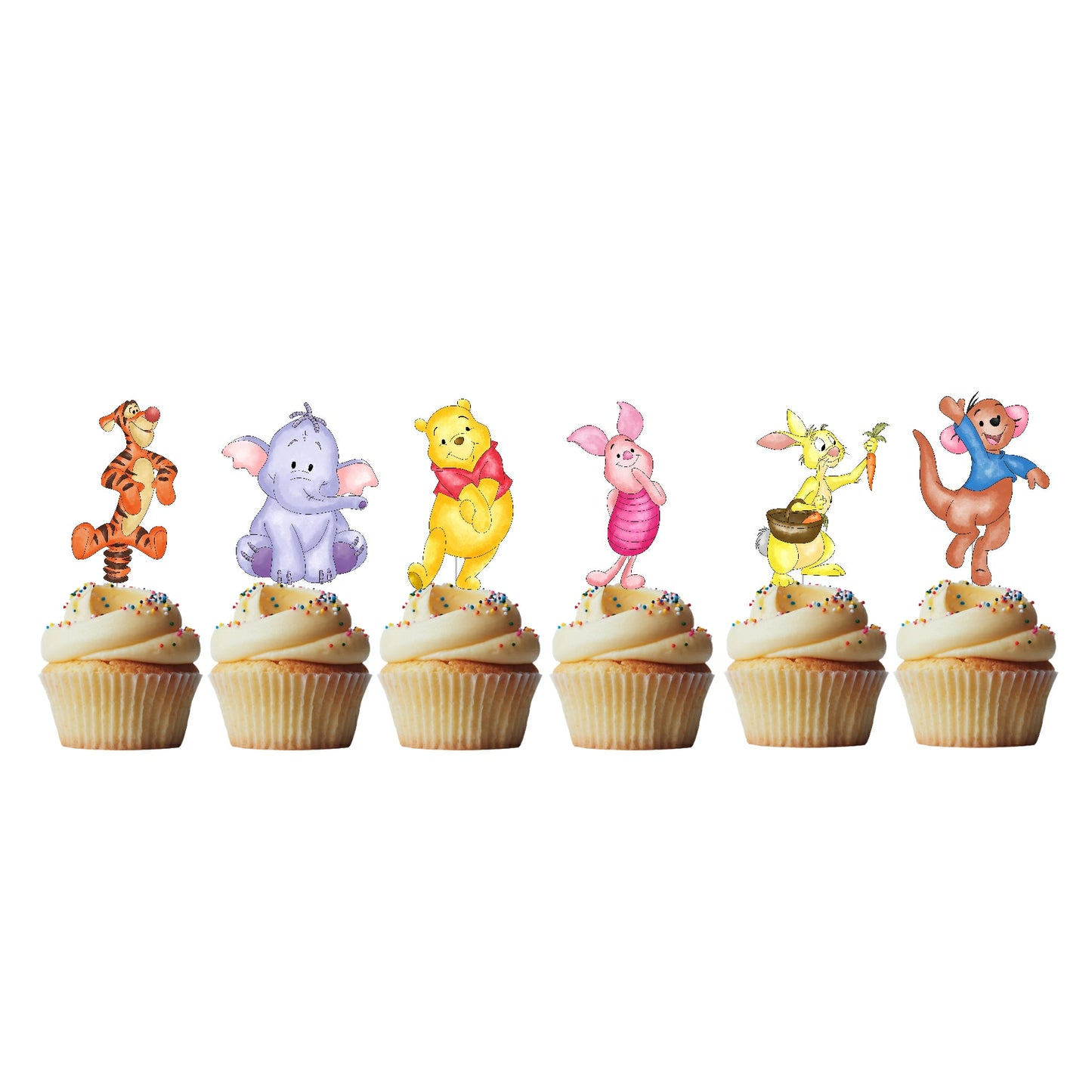 6 Cupcake Toppers Ursinho Pooh