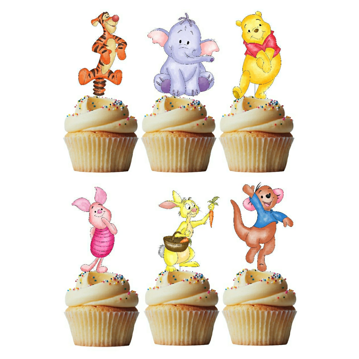 6 Cupcake Toppers Ursinho Pooh