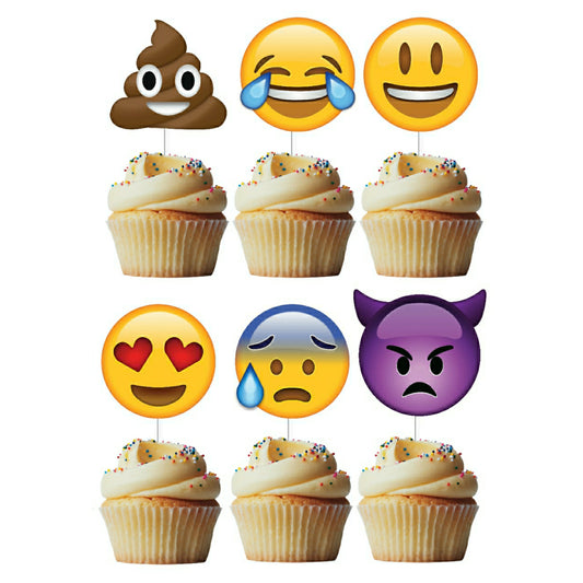 6 Cupcake Toppers Emojis