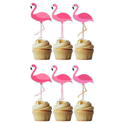 6 Cupcake Toppers Flamingos