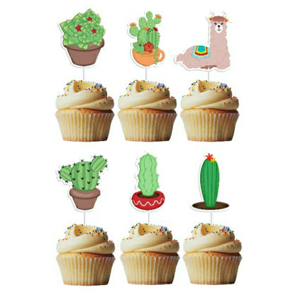 6 Cupcake Toppers Lama Catus