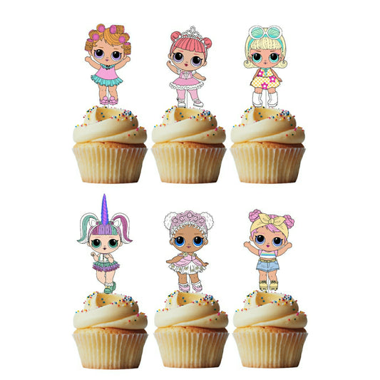 6 Cupcake Toppers Lol Pastel