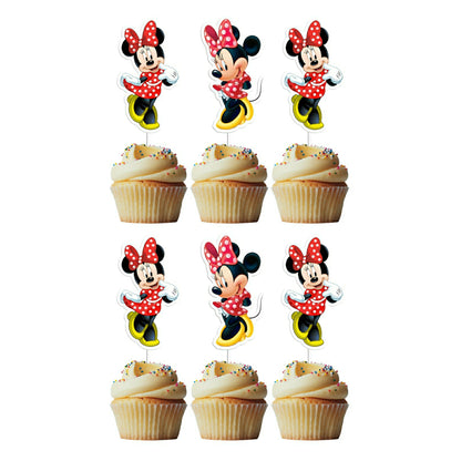 6 Cupcake Toppers Minnie Vermelha