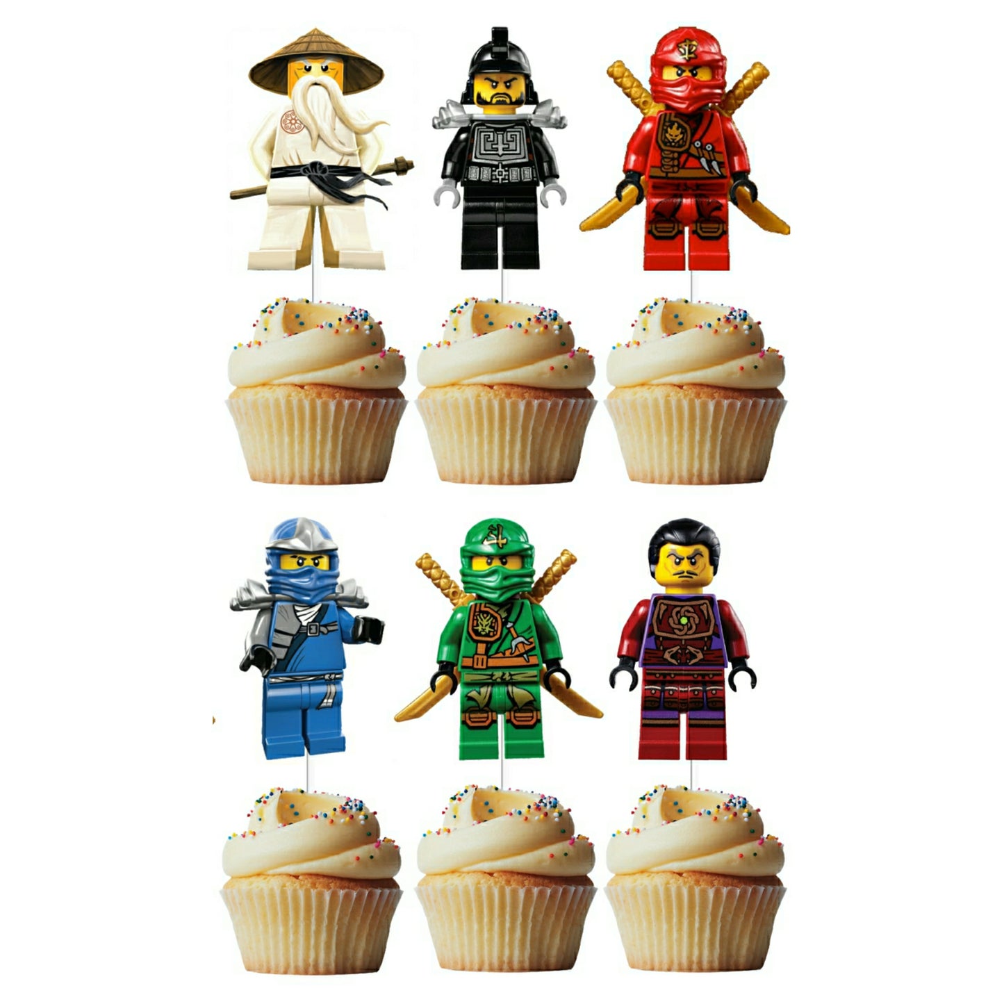 6 Cupcake Toppers Ninjago