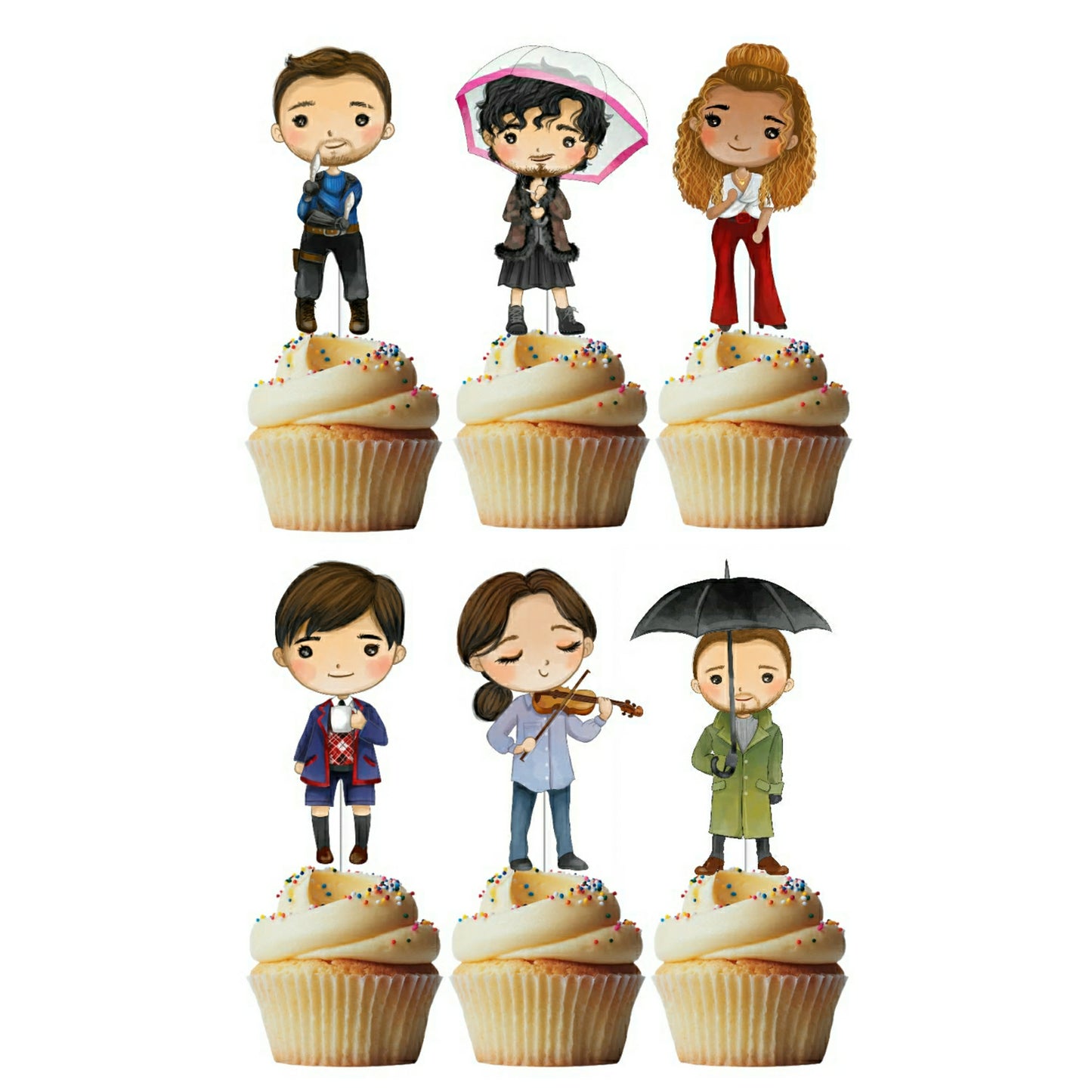 6 Cupcake Toppers The Umbrella Academy