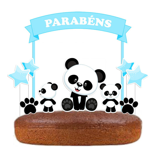 Kit Topo de bolo Panda Azul  Cake topper Adorno de Tarta