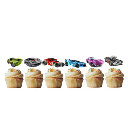 6 Cupcake Toppers Hotweels