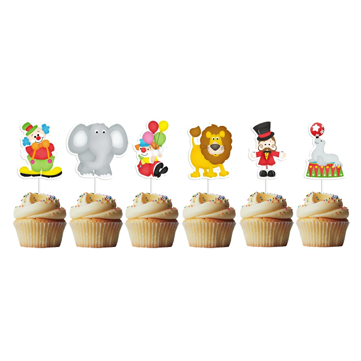 6 Cupcake Toppers Circo