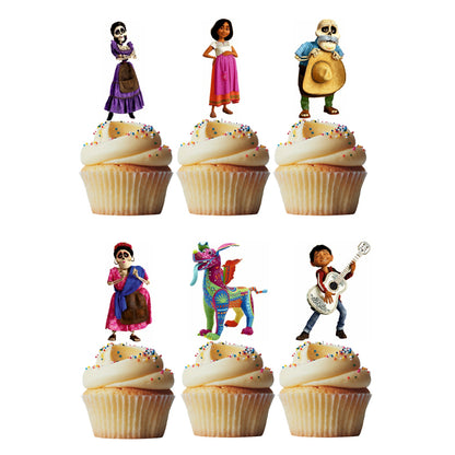 6 Cupcake Toppers Coco